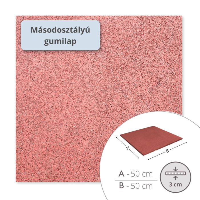 MÁSODOSZTÁLYÚ - ReFlex Playzone30 gumilap, 3x50x50, vörös
