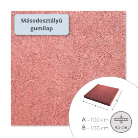 MÁSODOSZTÁLYÚ ReFlex Playzone45 esésvédő gumilap - 4,5x100x100 cm vörös