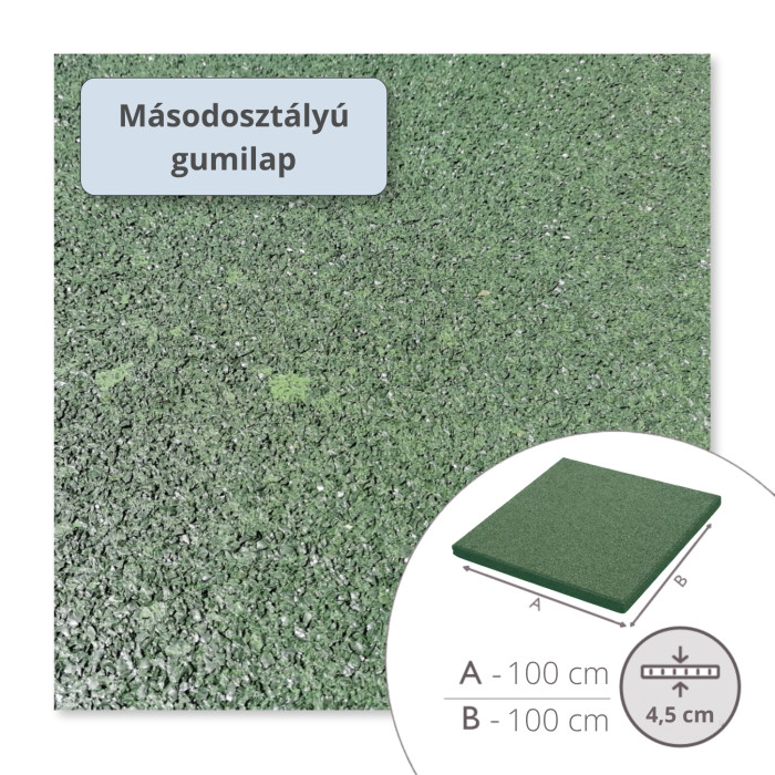 MÁSODOSZTÁLYÚ ReFlex Playzone45 esésvédő gumilap - 4,5x100x100 cm zöld