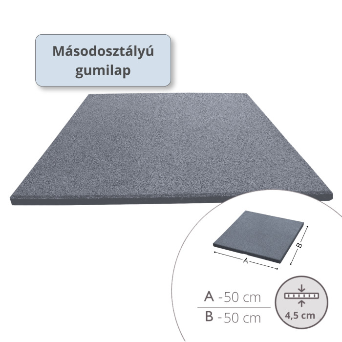 MÁSODOSZTÁLYÚ - ReFlex Playzone45 esésvédő gumilap - 4,5x50x50 cm szürke